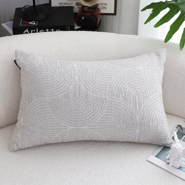 35cm Throw Pillow Off White Lumbar Embroidered