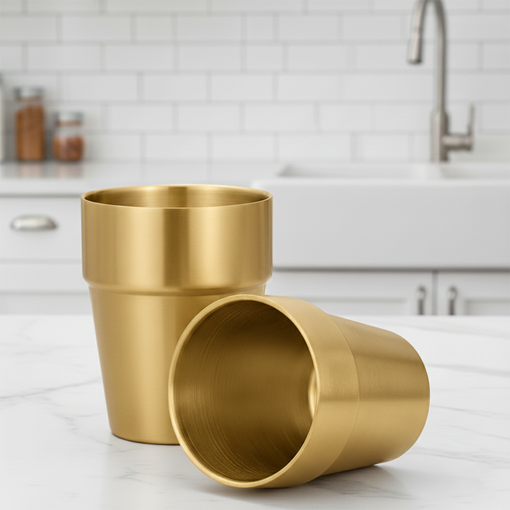 SOGA 175ml Stainless Steel Cups Set of 6 Reusable Durable Gold Drinking Tumblers