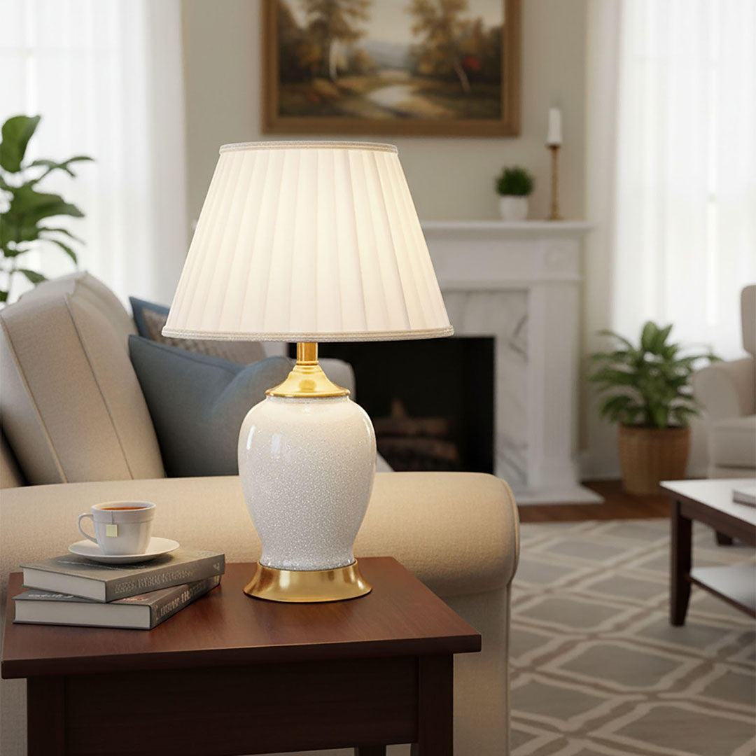 Ceramic Oval Table Lamp White