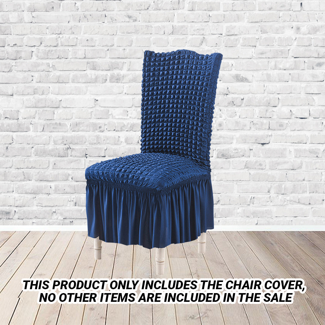 Blue Chair Cover Seat Protector with Ruffle Skirt