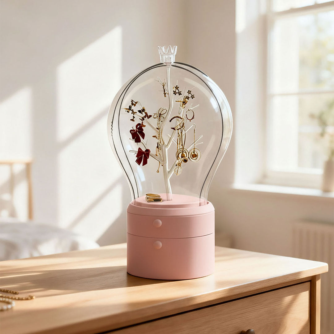 Pink 360 Degree Rotating LED Light  Jewelry Storage Organiser