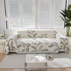 SOGA Three-seater White Sofa Cover Leaf Print 180x340cm Polyester
