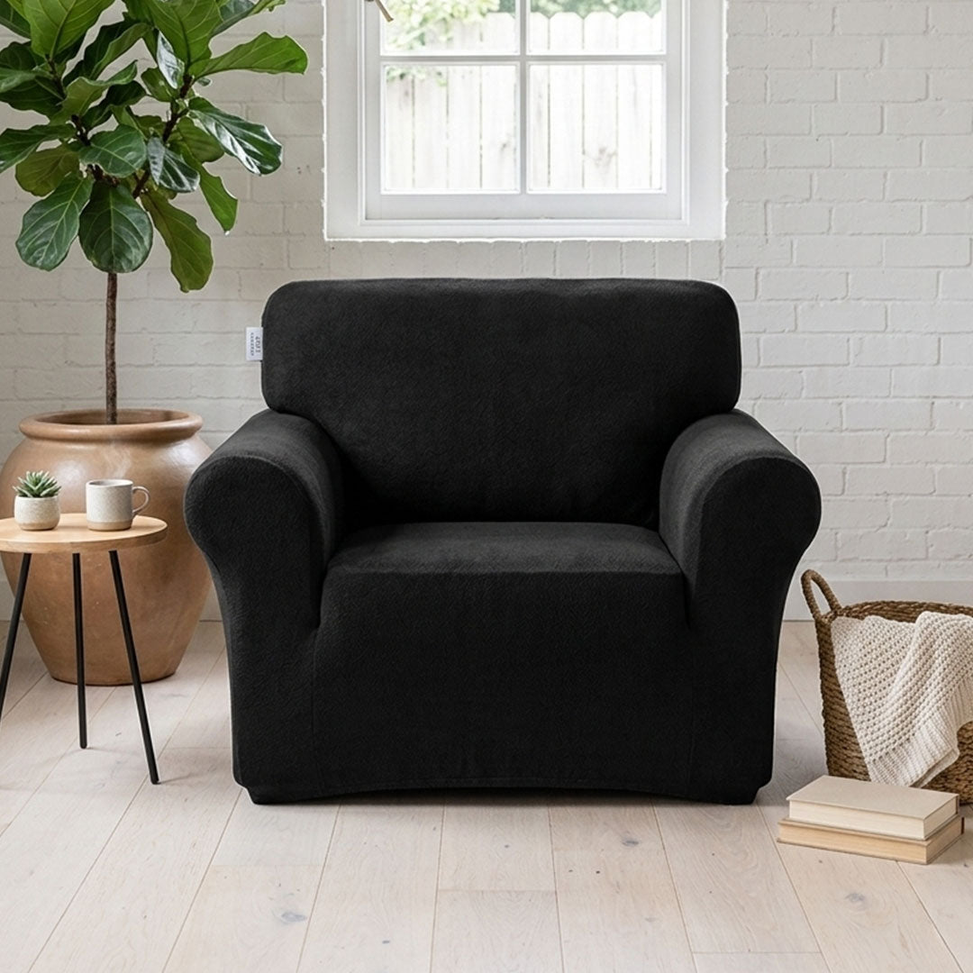 High Stretch 1-Seater Black Sofa Slipcover