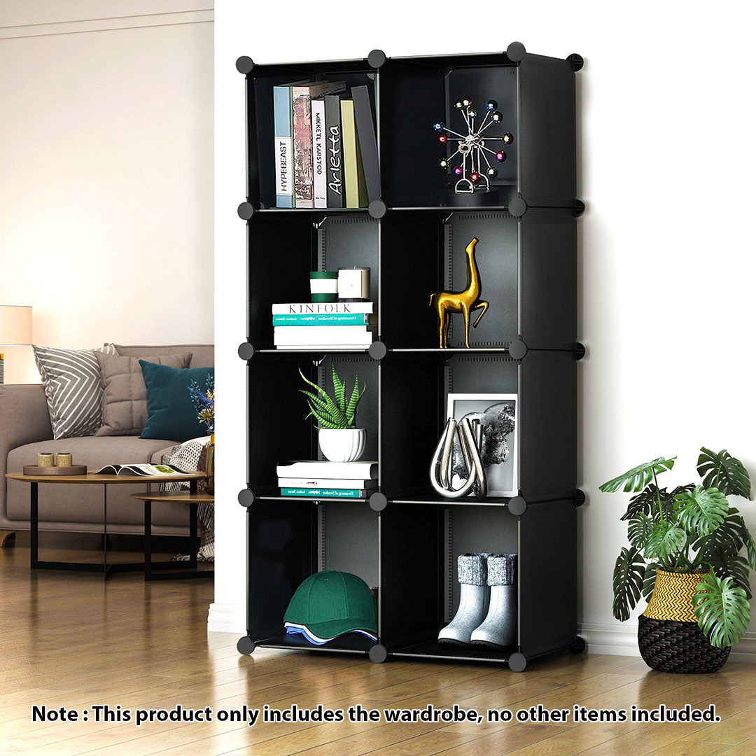4 Tier 8-Cube Black Portable Wardrobe