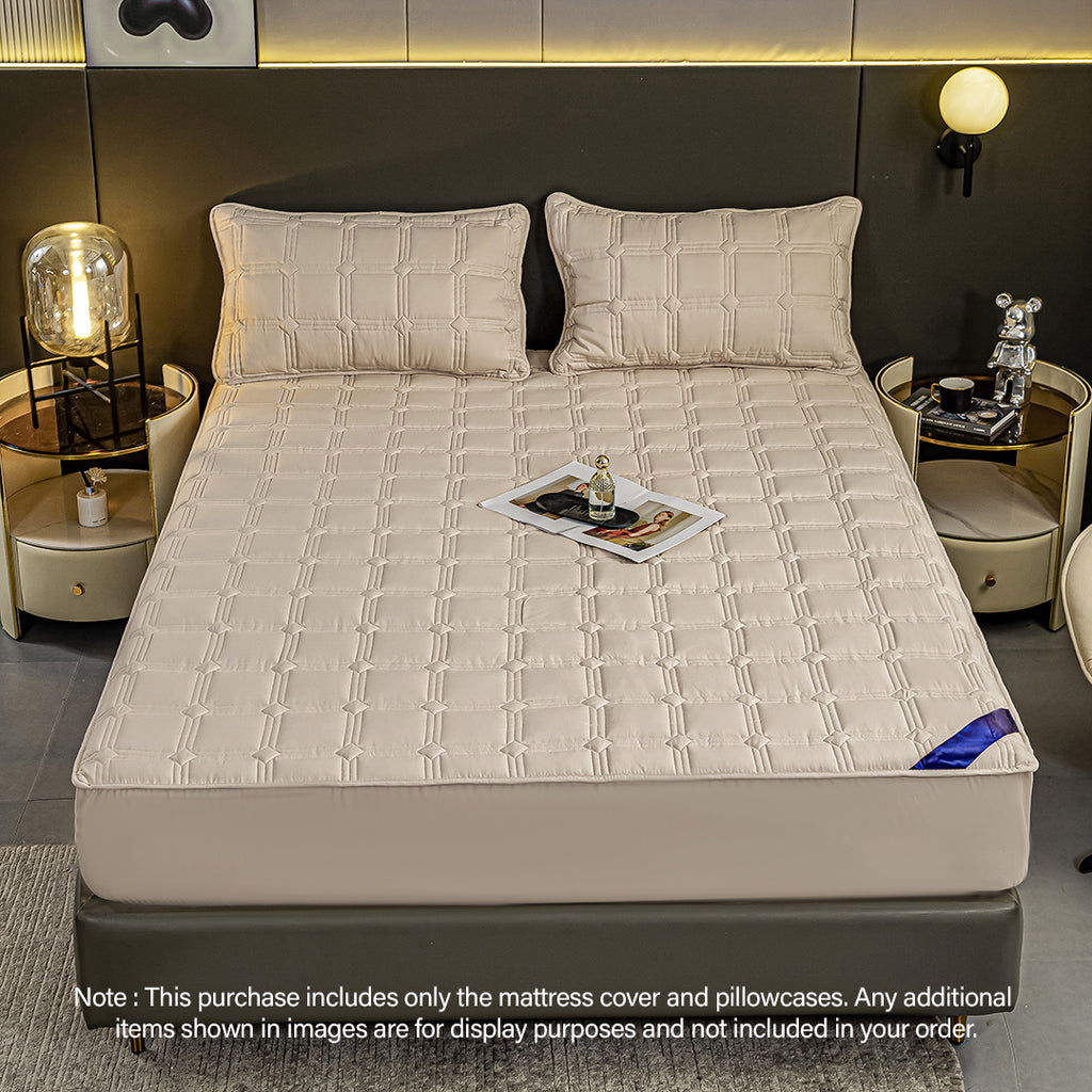 153cm Beige Wide Mattress Cover