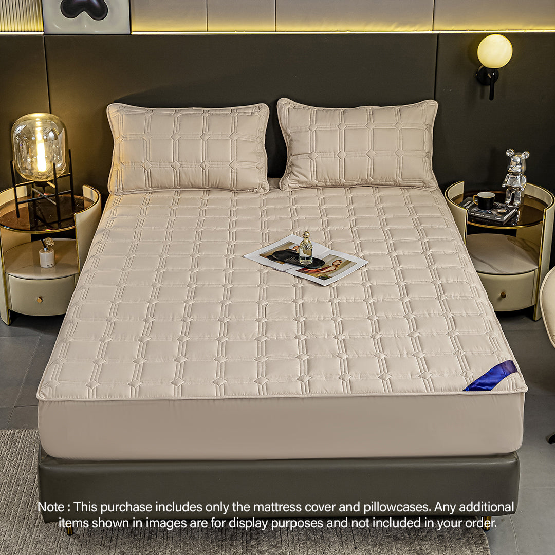 153cm Beige Wide Mattress Cover