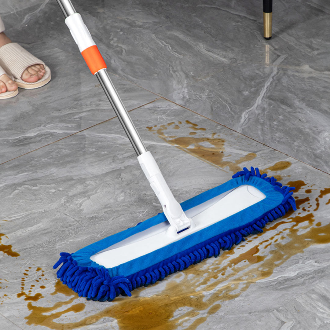 80x12 Microfiber Flat Mop Floor Cleaning Pads Rotating Dust Remover Blue