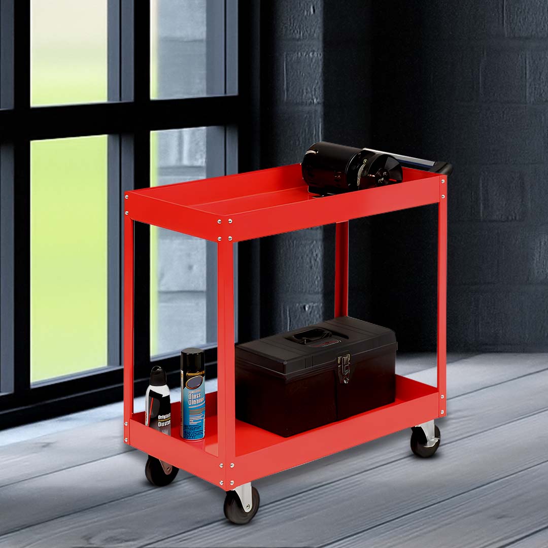 2 Tier Tool Storage Cart Red