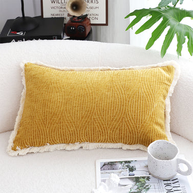 35cm Throw Pillow Turmeric Yellow Aesthetic Chenille Texture