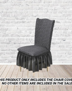 Dark Grey Chair Cover Seat Protector with Ruffle Skirt