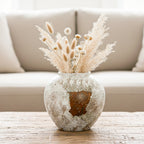 SOGA 21x22cm Gradient White Small Ceramic Flower Vase Elegant Living Room Home Decor