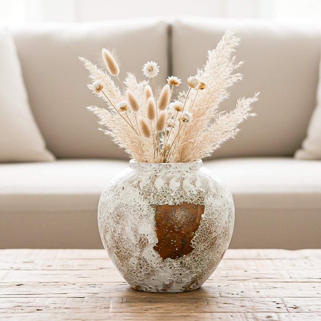 SOGA 21x22cm Gradient White Small Ceramic Flower Vase Elegant Living Room Home Decor