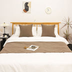 1.8m Bed Light Brown Vintage Scarf Runner Bedding Tail Pad Flag Set of 3