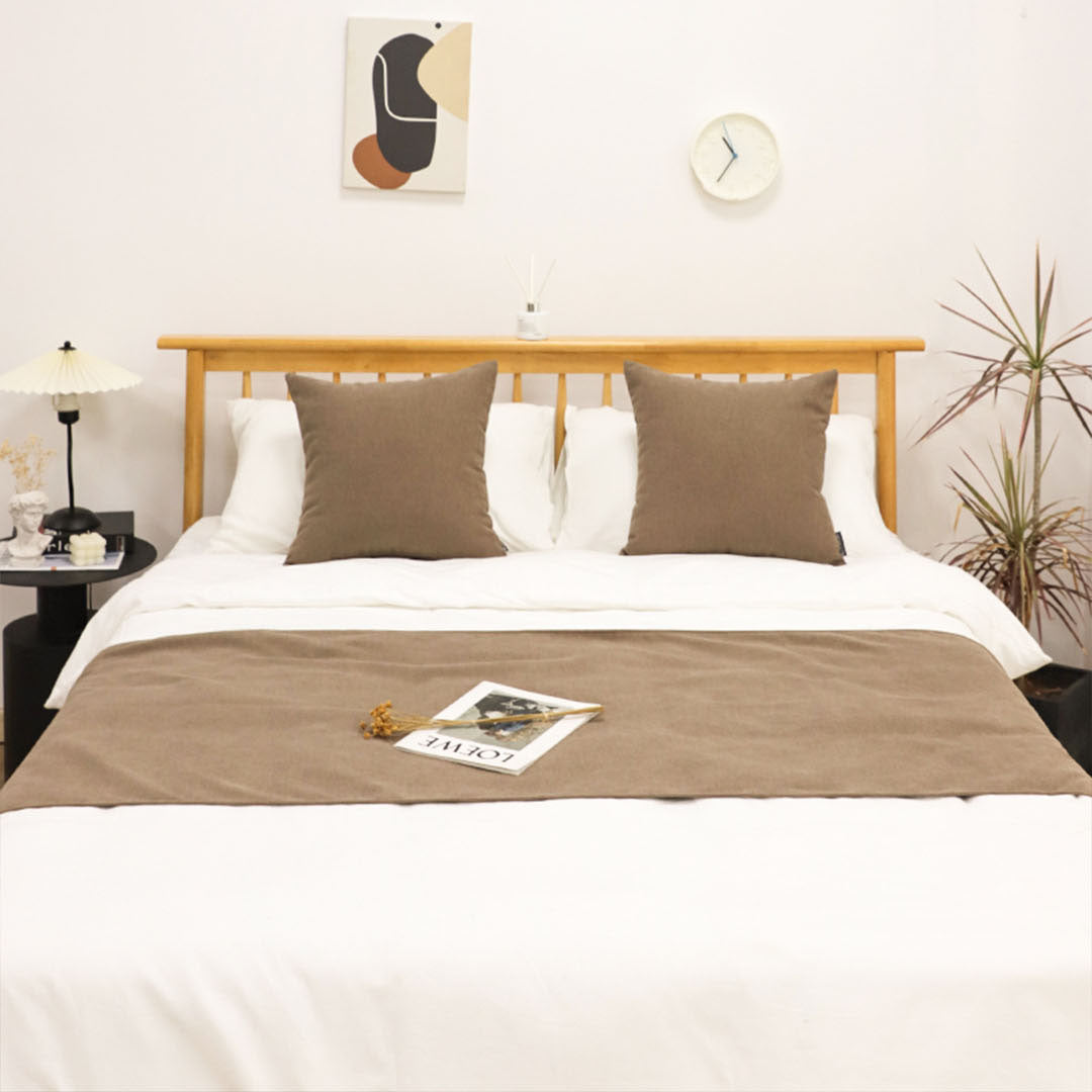 1.8m Bed Light Brown Vintage Scarf Runner Bedding Tail Pad Flag Set of 3