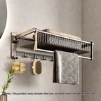 61cm Gray Wall-Mounted Double Pole Towel Holder with Hooks