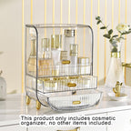 3 Tier Transparent Multifunctional Countertop Cosmetic Storage Drawer Type Organiser