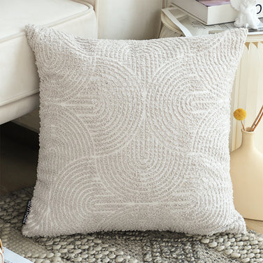 50cm Throw Pillow Off White Lumbar Embroidered