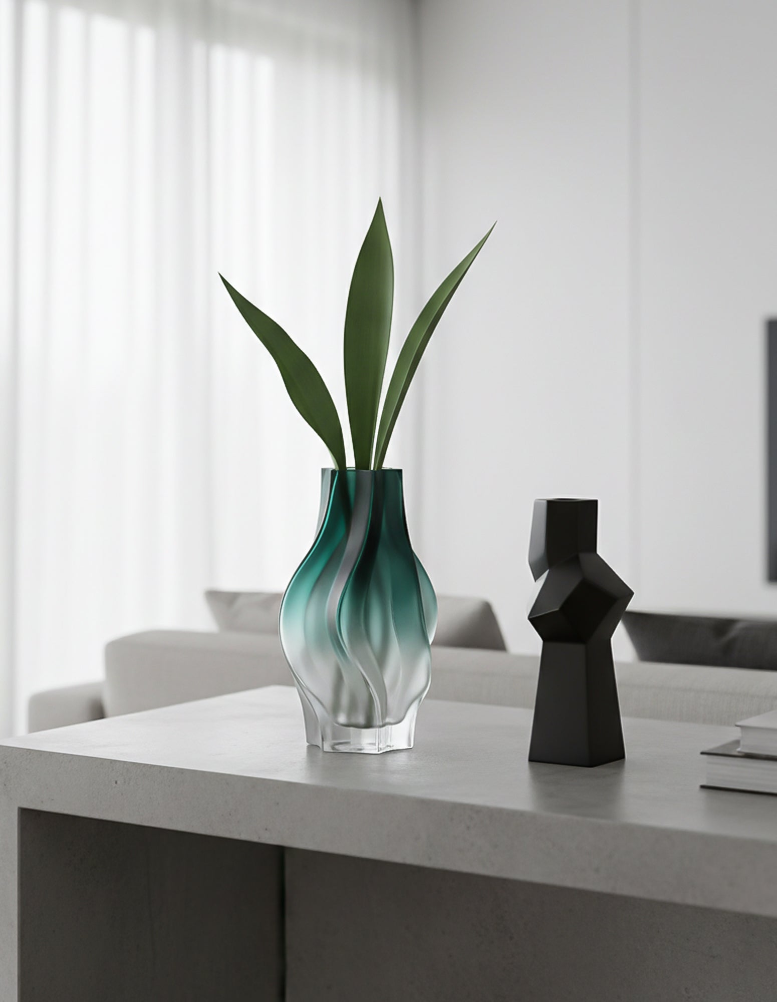 SOGA 27cm Glass Vase Blue with Beautiful glass Bubble Texture Art Vases