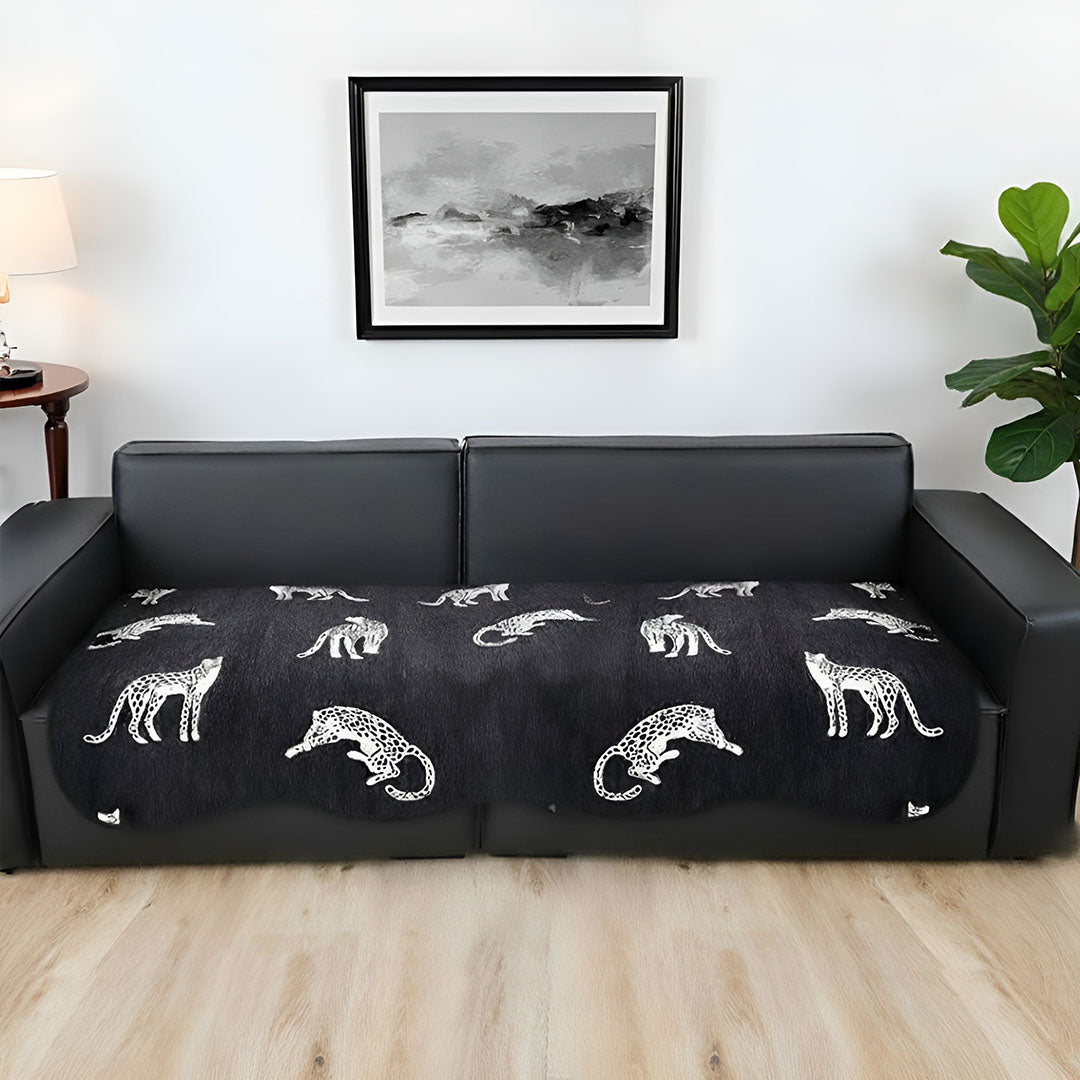 SOGA Two-Seater Black Leopard Print 90x160cm Throw Blanket Sofa Cover