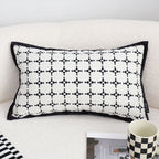SOGA 35cm Moroccan Black Cross Pattern Black Trim Decorative Throw Pillow
