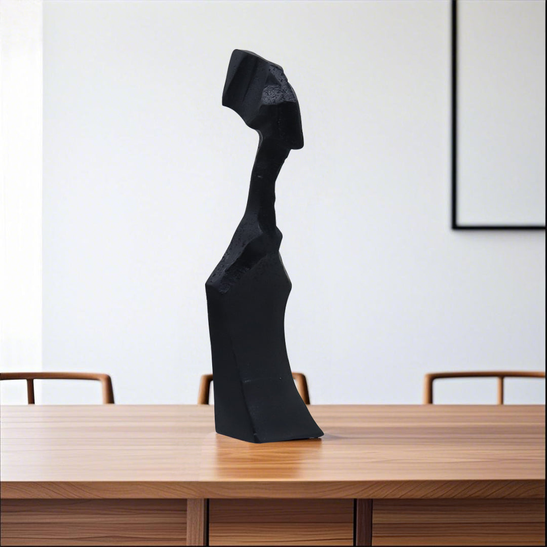 SOGA 40cm Black Resin Sculpture Minimalist Abstract Design Modern Art for Home Décor