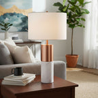 60cm White Marble Table Lamp