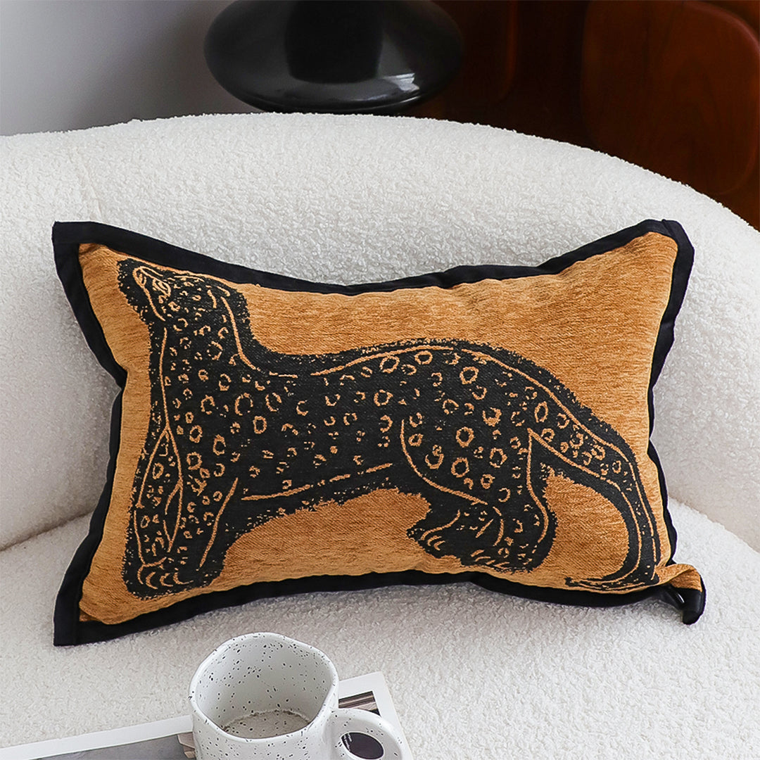 SOGA 30cm Stylish Golden Yellow Black Leopard Pattern Throw Pillow
