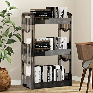 38x24cm Black 3 Tier Bookshelf & Cosmetic Storage Organizer Trolley Rack