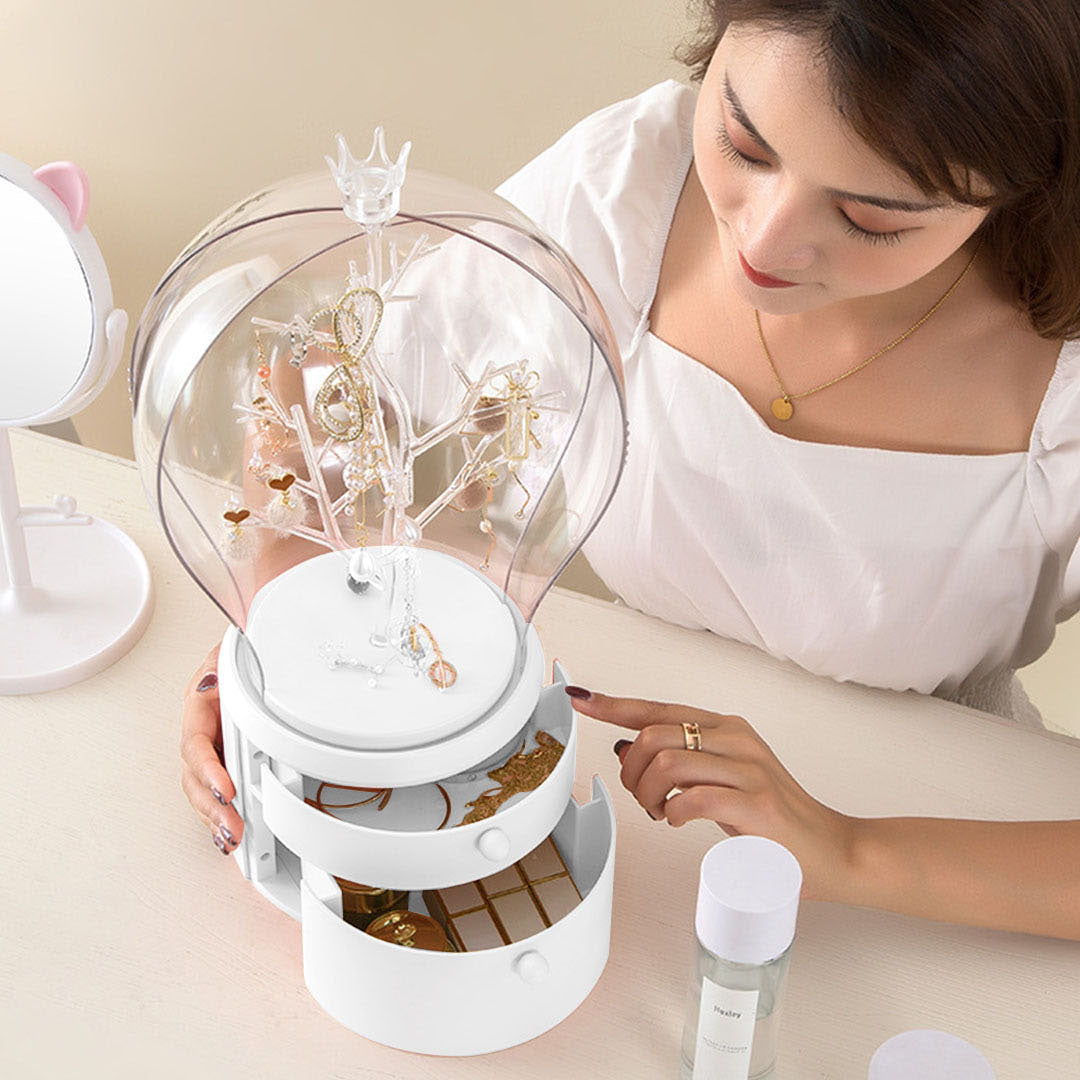 White 360 2 Layered Jewelry Storage Box Waterproof