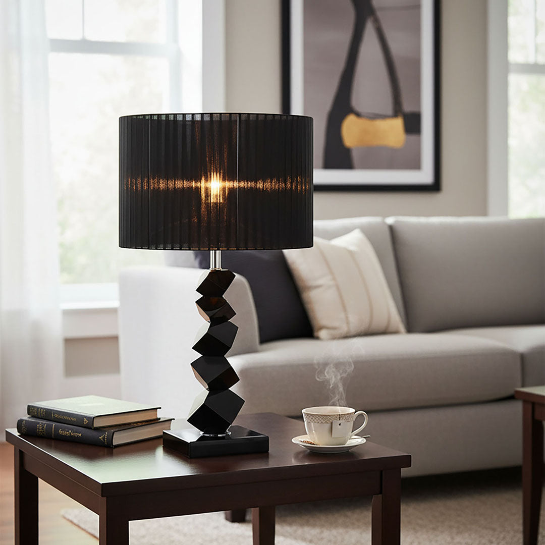 55cm Black Table Lamp with Dark Shade LED