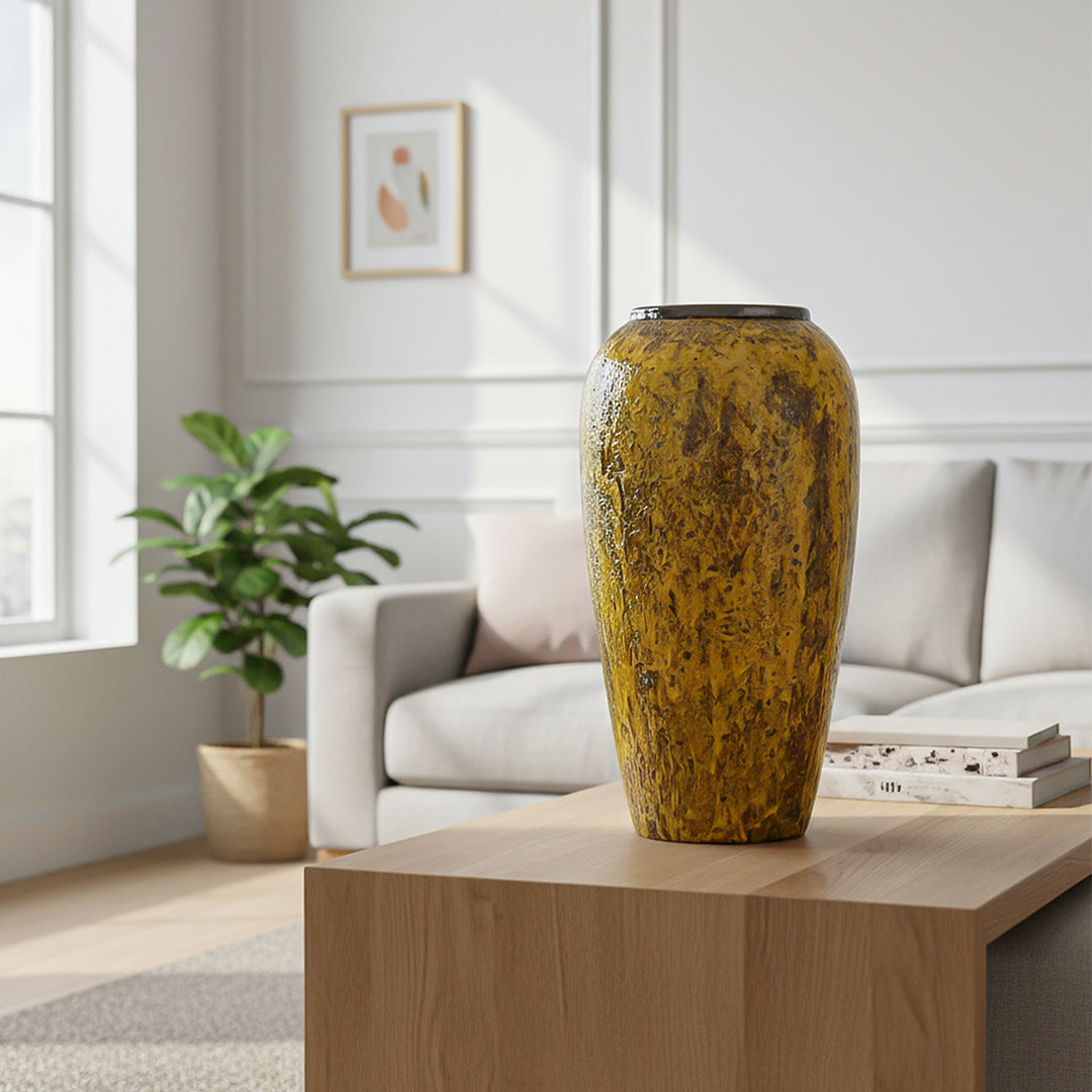 35x17cm Yellow Large Ceramic Flower Vase Elegant Living Room Home Decor