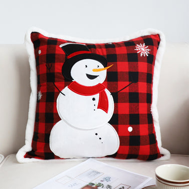 SOGA 45cm Throw Pillow Red Christmas Snowman Square Cushion