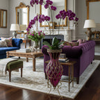 67cm Purple Glass Floor Vase with Metal Stand