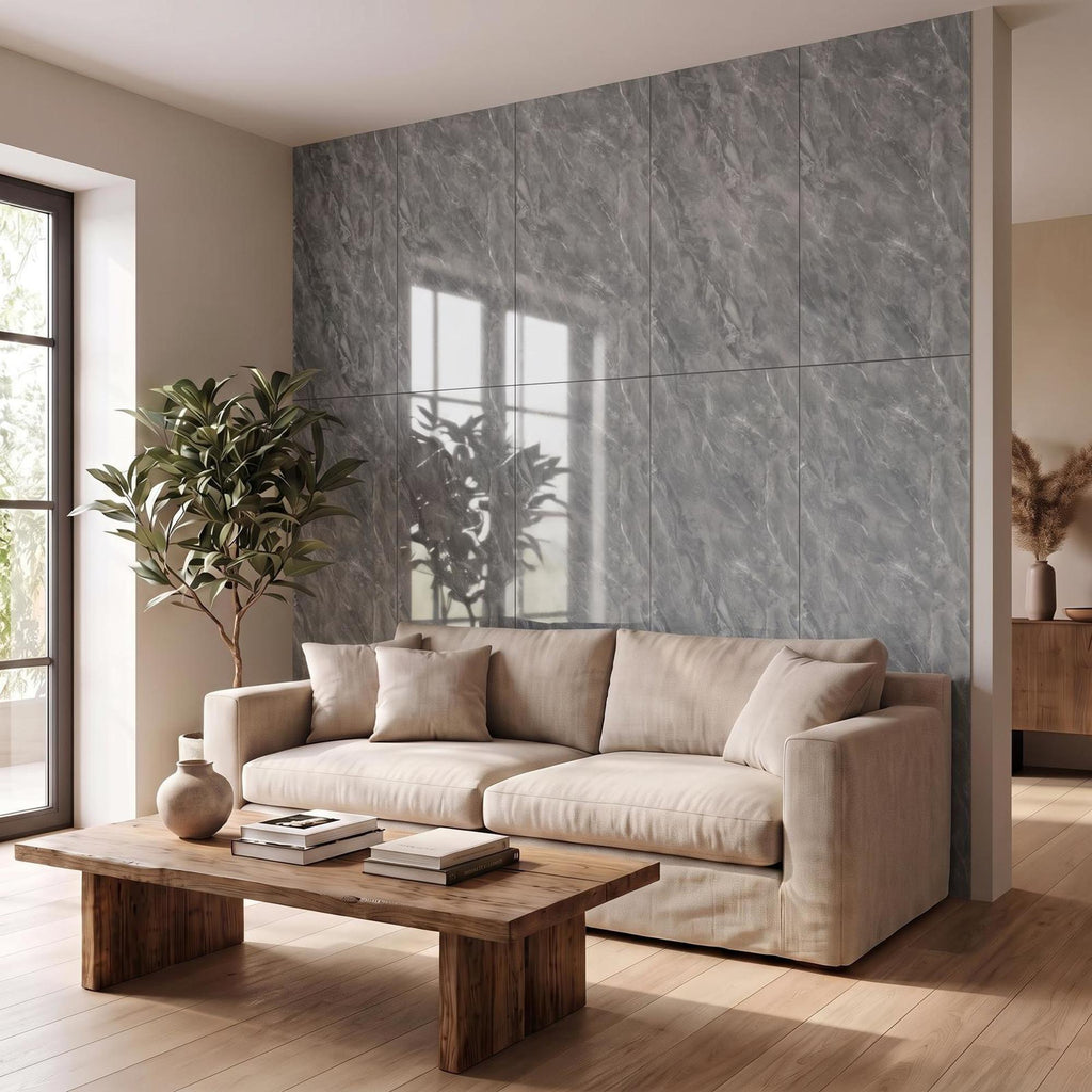 SOGA Peel & Stick Floor and Wall Tiles 30 x 60cm 10 Pack Grey Faux Marble