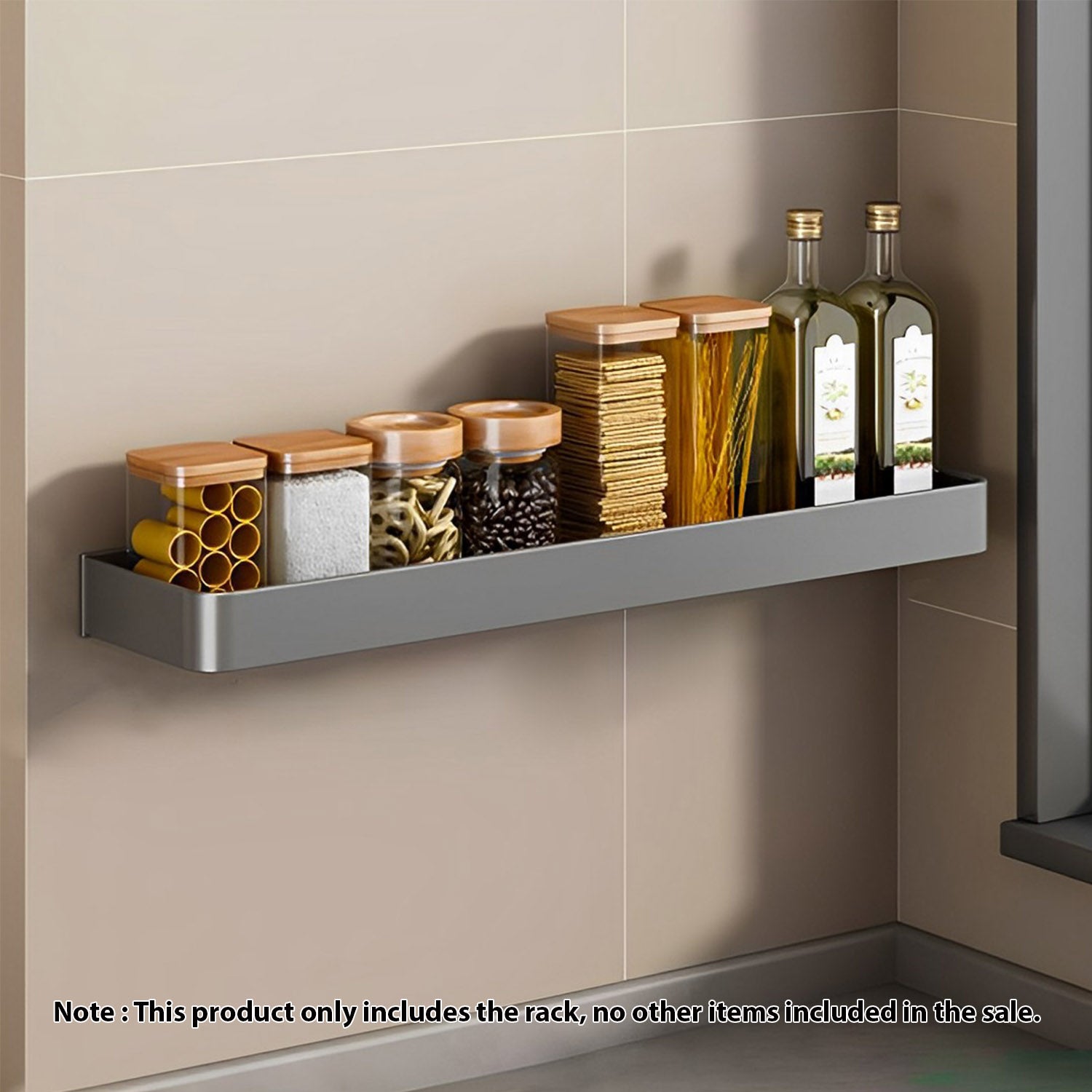 42cm Black Wall-Mounted Rectangular Kitchen Spice Storage Rack