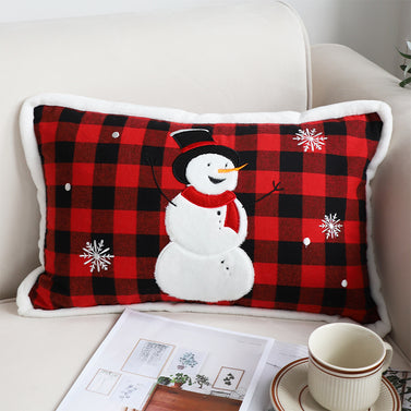 30cm Throw Pillow Red Christmas Snowman Lumbar Cushion