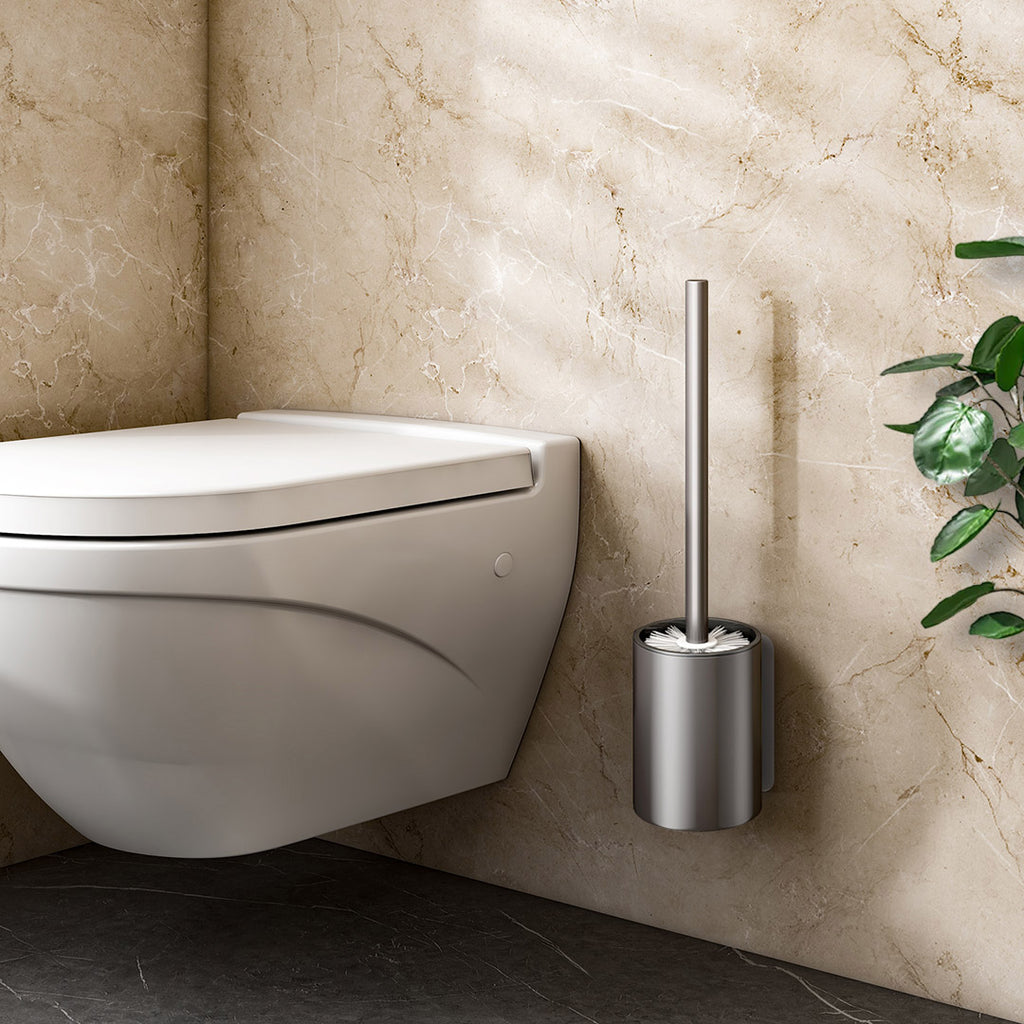 27cm Wall-Mounted Toilet Brush –Dark Grey with Drain Holes