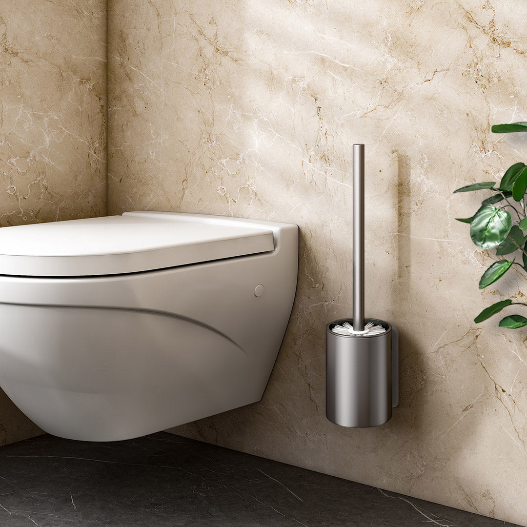 27cm Wall-Mounted Toilet Brush –Dark Grey with Drain Holes