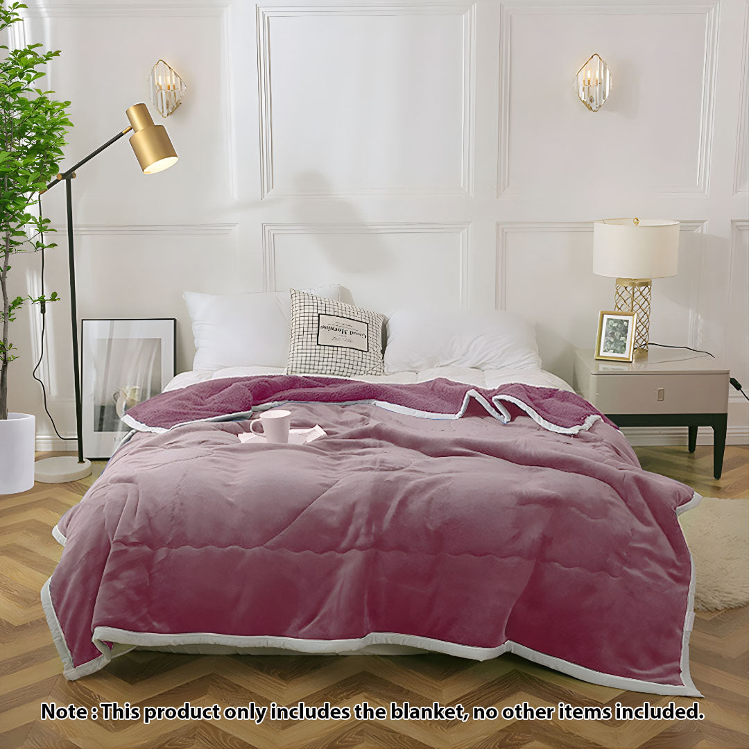 Light Purple Throw Blanket Warm Cozy Double Sided