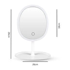 SOGA 26cm White Oval Smart LED Makeup Bedroom Table Vanity Mirror Tricolor Adjustable Light