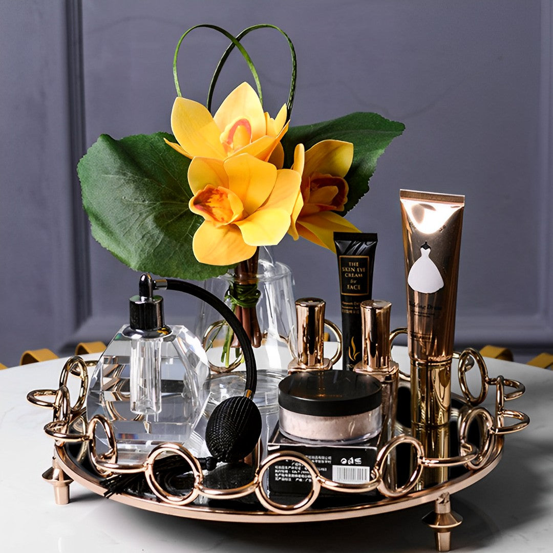38cm Round Vanity Tray Organiser with Handles