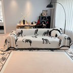 SOGA Three-seater White Sofa Cover Leopard Print 180x340cm Polyester