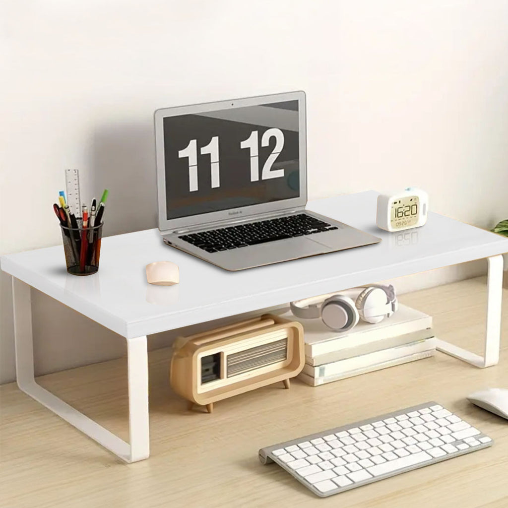SOGA 40cm White Computer Monitor Elevated Stand Desktop Support Statio ...