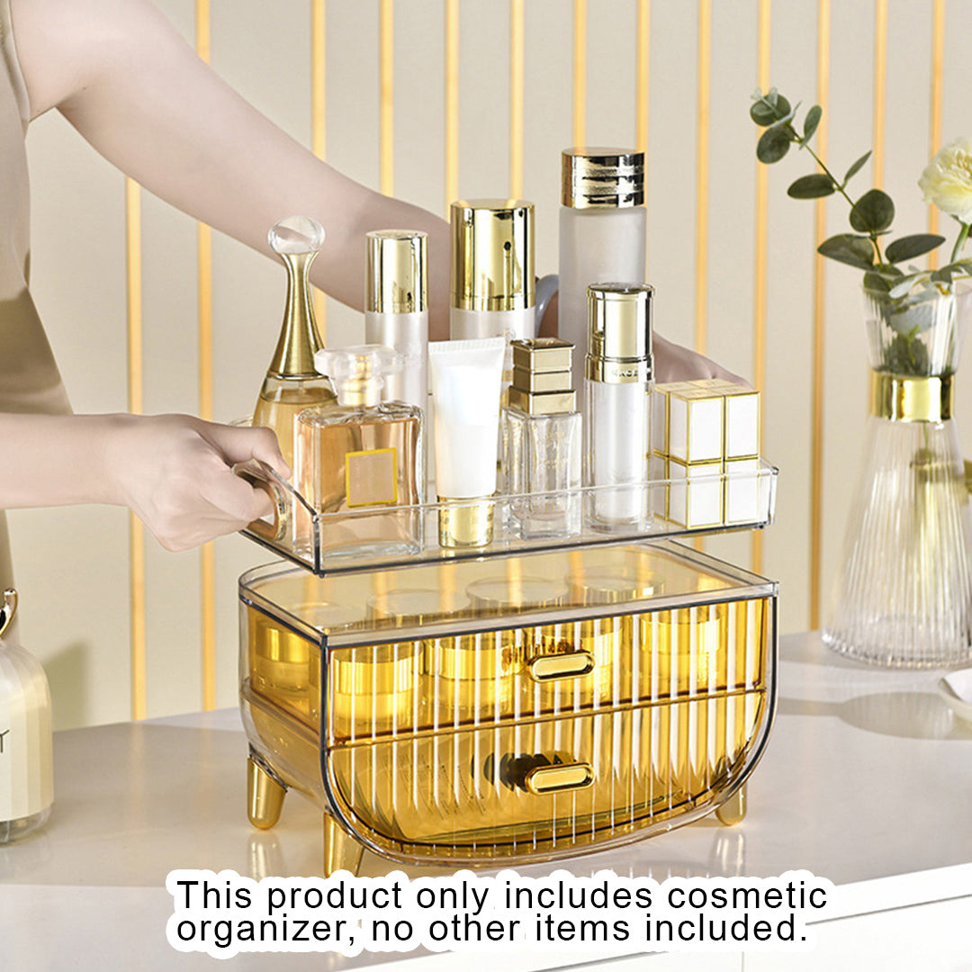 3 Tier Golden Yellow Multifunctional Countertop Cosmetic Storage Organiser