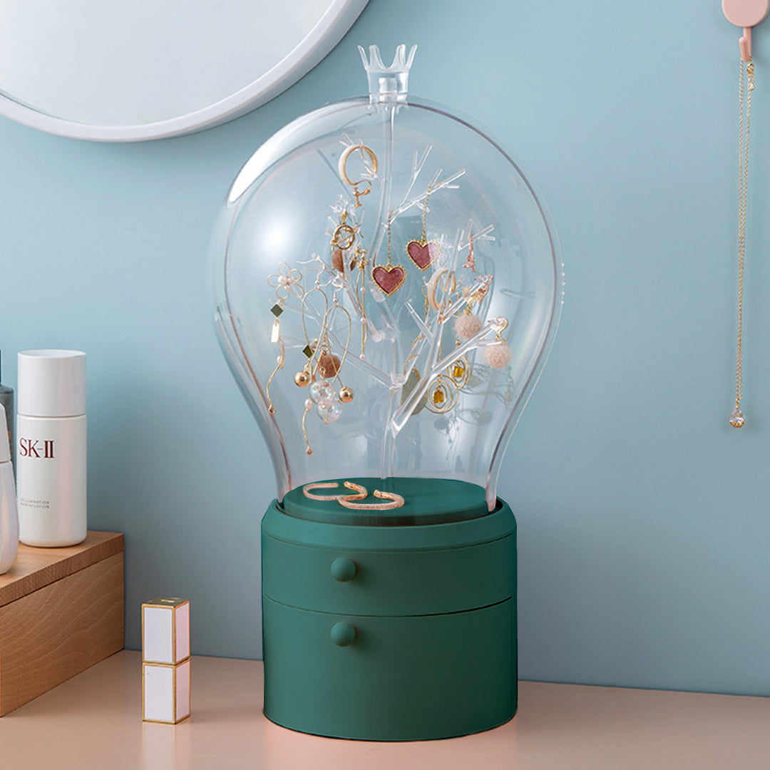 Green 360 Degree Rotating LED Light  Jewelry Storage Organiser
