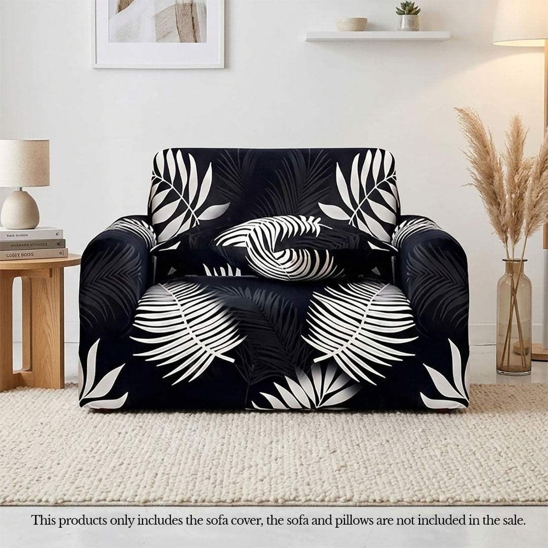 High Stretch 1-Seater Leaf Design Sofa Slipcover