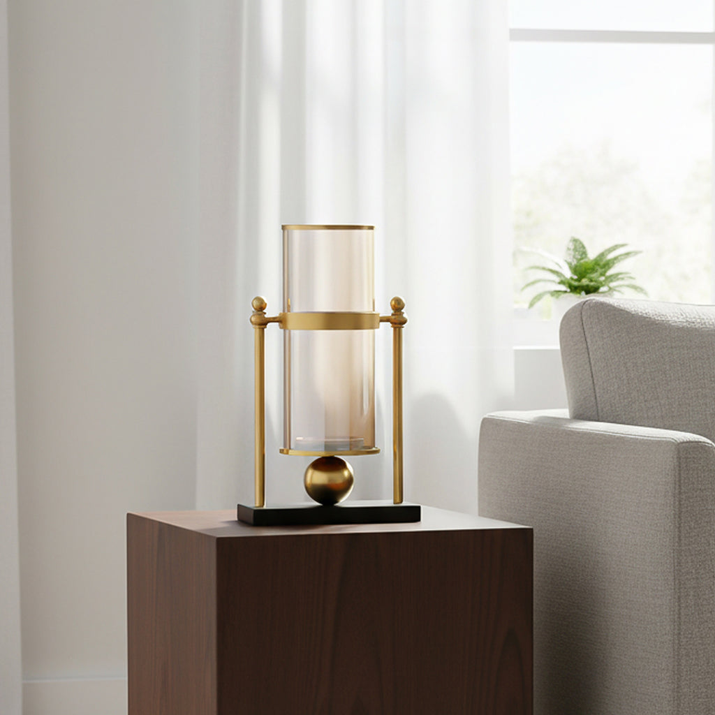 34cm Transparent Glass Vase with Candle