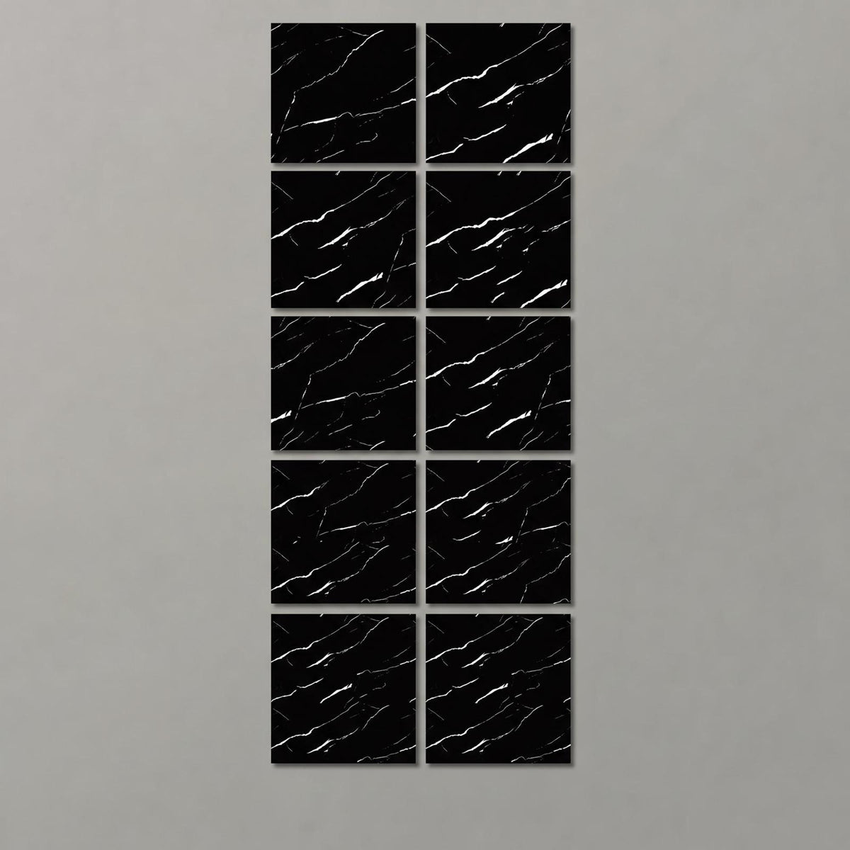 SOGA Peel & Stick Floor and Wall Tiles 60 x 60cm 10 Pack Black Faux Marble