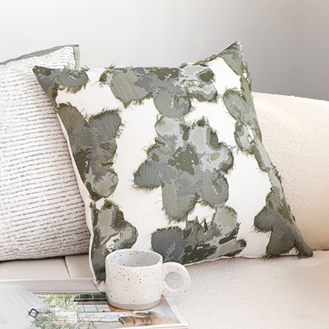 SOGA 45cm Abstract Gray Floral Watercolor Print Contemporary Throw Pillow