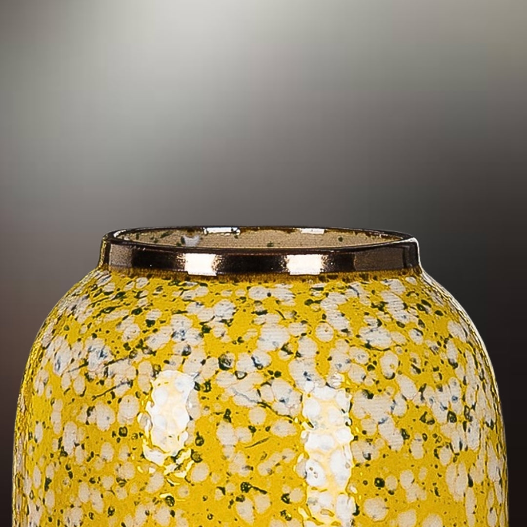 35x17cm Yellow with White Mini Floral Large Ceramic Flower Vase Elegant Living Room Home Decor